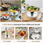 P&P CHEF Mixing Bowls with Visible Airtight Lids Set of 5, 10-Piece Stainless - Image 3