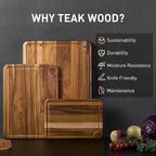 3 Pack Teak Wood Cutting Board Set - Image 2
