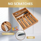 Besilord Silverware Organizer Kitchen Drawer Organizer Utensil Organizer Acacia - Image 4