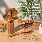 Natural Teak Kitchen Cooking Utensil Set - Image 3