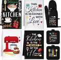 Leinuosen 8 Pcs Cuisine Kitchen Decor Accessories Set Farmhouse Towels Oven by Leinuosen