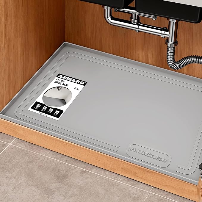 Aisslro Under Sink Mat 31" X 22", Waterproof Silicone Under Sink Mats by AisslroDirect