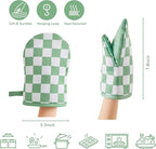 Ohocut Sage Green Checkered Mini Oven Mitts Heat Resistant, Vintage Retro - Image 5