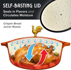 MUELLER HOME 5.5 Quart Enameled Cast Iron Oval Dutch Oven w Rooster Knob & - Image 5
