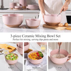 AmorArc Ceramic Mixing Bowls|Nesting Bowls Set of 3 - Image 4