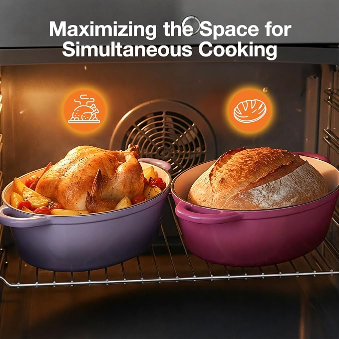 Oval Dutch Oven for Bread Baking, 4.5 Quart Non Stick Enameled Cast Iron Dutch - Image 4