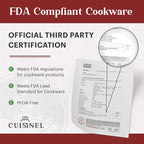 Cuisinel 15" Cast Iron Skillet + Glass Lid Cover + Pan Scraper + Heat-Resistant - Image 7