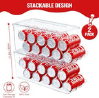 SCAVATA 2 Pack Stackable Refrigerator Organizer, Soda Can Dispenser Pop Cans - Image 2