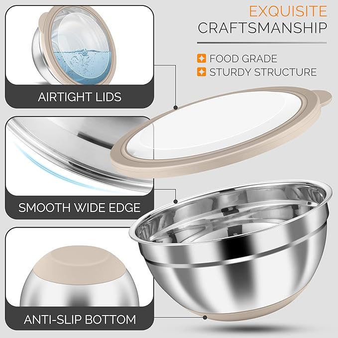 HaWare Mixing Bowls, 24-Piece Stainless Steel Salad Serving Bowl - Image 5