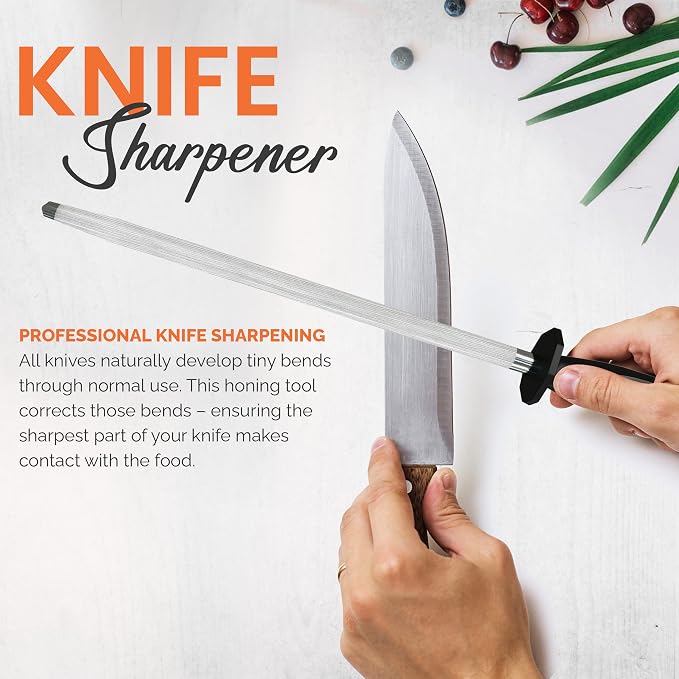 Utopia Kitchen 10 Inch Honing Steel Knife Sharpening Steel Sharpening Rod - Image 5