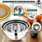 E-far Mixing Bowls with Lids and Graters, Stainless Steel Salad Mixing Bowl - Image 4