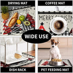 Christmas Trees Kitchen Dish Drying Mat 18x24 Inch Merry Christmas Black White - Image 7