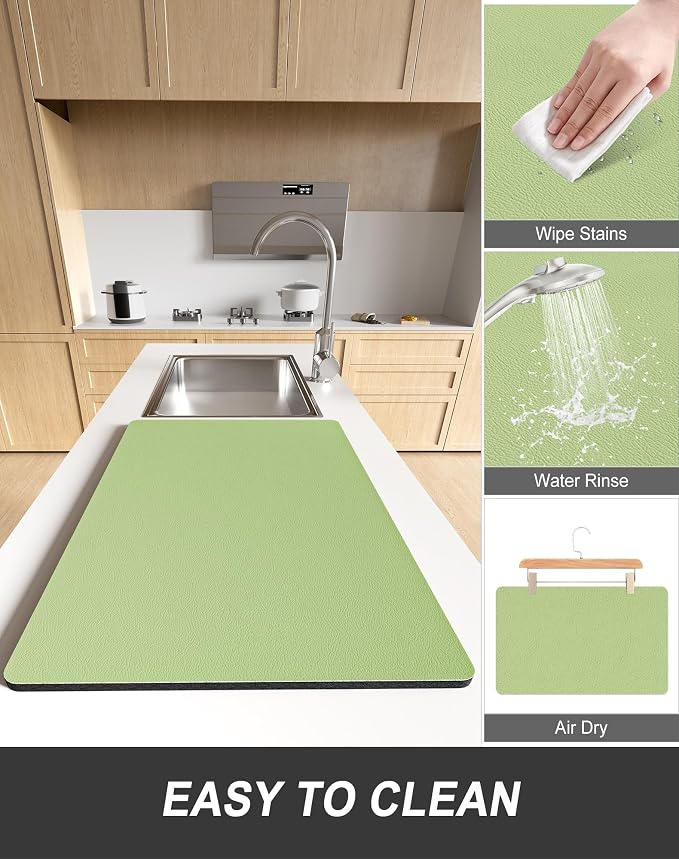 Rnivvi Dish Drying Mat for Kitchen Counter, XL 15 x 24" Super Absorbent Drainer - Image 6