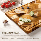 Teak Wood Cutting Board for Kitchen Extra 20'' Large End Grain Heavy Duty - Image 2