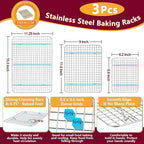 P&P CHEF 16 + 12.5 + 9 Inch Baking Sheet and Rack Set, Stainless Steel Cookie - Image 3