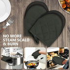 Short Oven Mitts, Heat Resistant 500°F, Silicone Grip Kitchen Gloves, Non-Slip - Image 7