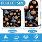 Halloween Pumpkin Autumn Maple Leave Oven Mitts and Pot Holders Sets Heat - Image 2