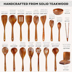 Zulay Kitchen 30-Piece Teak Wooden Utensils - Image 3