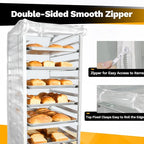 BIEAMA Bun Rack Cover – 10 Tier Commercial Bakers Racks Sheet Pan Rack Cover PVC - Image 3