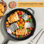 EWFEN Cast Iron Skillet 3-Piece Set, Heavy-Duty Professional Restaurant Chef - Image 5