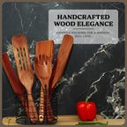 10Pcs Wooden Kitchen Utensil Set, Premium Natural Acacia Wood Cooking Utensils - Image 3