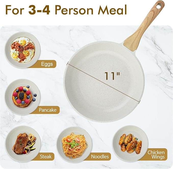 SENSARTE Nonstick Ceramic Frying Pan Skillet, 11 Inch Omelet Pan, Healthy Non - Image 7
