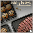 Diamond Bottom Cookie Sheet Set of 2, Nonstick Gray Carbon Steel Baking Pans - Image 8