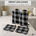 Native Fab Buffalo Plaid Check Oven Mitts and Pot Holders Set of 4, 100% Cotton - Image 6