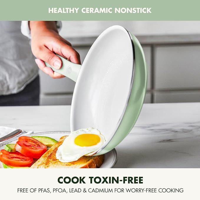 GreenPan Dover Healthy Ceramic Nonstick, 12 Piece Cookware Pots and Pans Set - Image 2