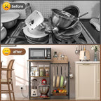 Kitchen Stand with Pots Rack, Utility Microwave Oven Stand with Storage - Image 8