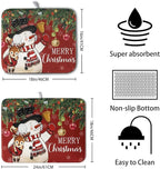 Christmas Dish Drying Mats for Kitchen Counter 16x18 Cute Snowman Red Dish - Image 2