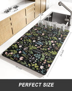 Rnivvi Dish Drying Mat for Kitchen Counter, XL 15 x 24" Cute Flower Theme Super - Image 2