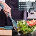 E-far Silicone Cooking Spoon Set of 2, Heat Resistant Kitchen Spoons Utensils - Image 3