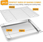 Homikit Baking Sheet with Wire Rack, Metal Baking Tray Jelly Roll Pan with - Image 2