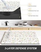 Rnivvi Dish Drying Mat for Kitchen Counter, 12 x 19" Cute Flower Theme Super - Image 4