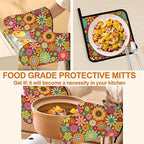Mandala Flower Pattern Oven Gloves and Hot Pads Set - Image 5