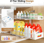 2 Pack 20.47IN Depth Under Sink Storage Organizer, Large 2-Tier Elegant Mesh - Image 4