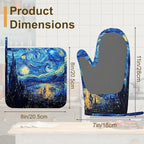 Starry Night Oven Mitts and Pot Holders Set of 4, Heat Resistant Non Slip - Image 2
