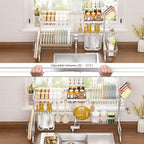 PUSDON Over Sink Dish Drying Rack Stainless Steel, Adjustable Large Dish Drainer - Image 4