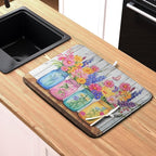 Daisy Dish Drying Mat for Kitchen Counter Spring Summer Flowers Vases Dishes - Image 6