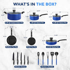 SereneLife 20-Piece Blue Cookware Set - Image 3