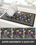 Rnivvi Dish Drying Mat for Kitchen Counter, 12 x 19" Cute Flower Theme Super - Image 3