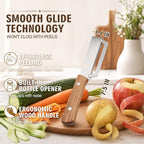 Vegetable Peeler, with Wooden Handle & Bottle Opener, Stainless Steel Kitchen - Image 2