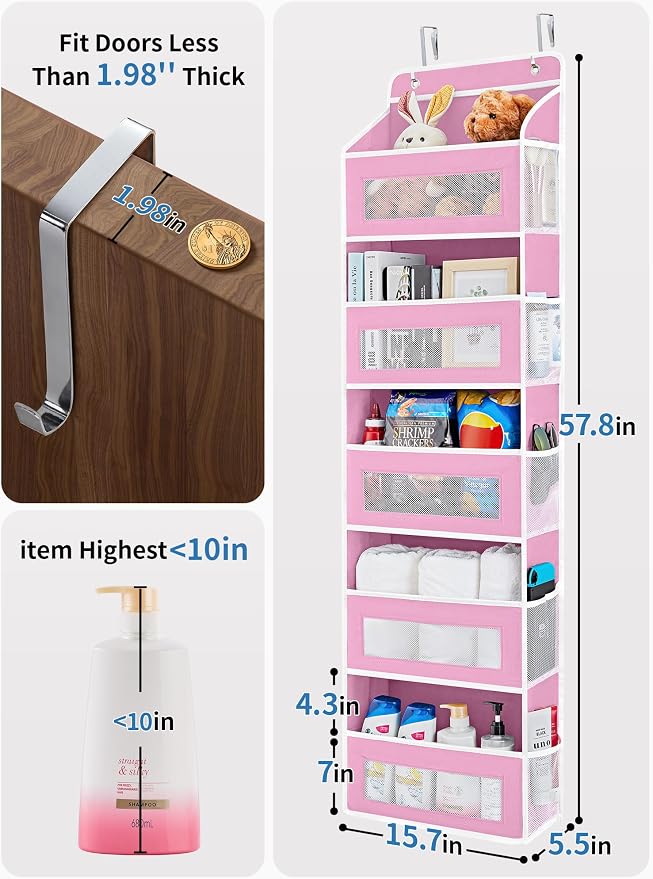 JARLINK Over The Door Organizer Storage, 5 Shelf Hanging Door Organizer - Image 2
