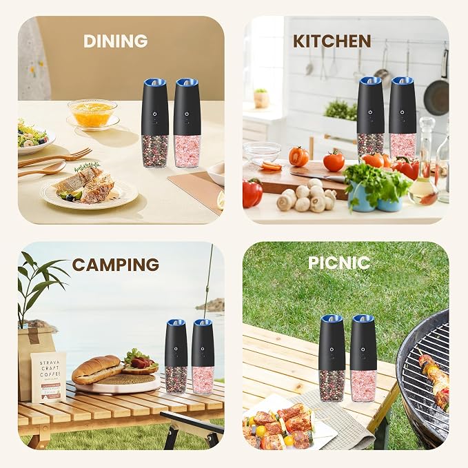 Rechargeable Electric Salt And Pepper Grinder Set, Automatic Gravity Electric - Image 7
