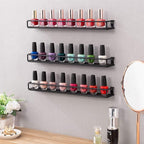 MyGift Set of 3 Wall-Mounted Black Metal Nail Polish and Essential Oils Display - Image 4
