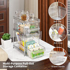 Clear Bathroom Organizers 2 Sets 3 Tier, Pull Out Organizer and Storage - Image 3