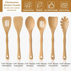 Wooden Spatula Set, 6 Pack Kitchen Wood Slotted Spoon Spatulas Turner Utensils - Image 6
