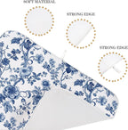 Blue Floral Dish Drying Mat 18 x 24 Inch Vintage Navy Blue Floral Drying Mat - Image 7
