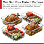 4 Pack 8 Cups/ 63oz Large Glass Storage Containers - Image 2